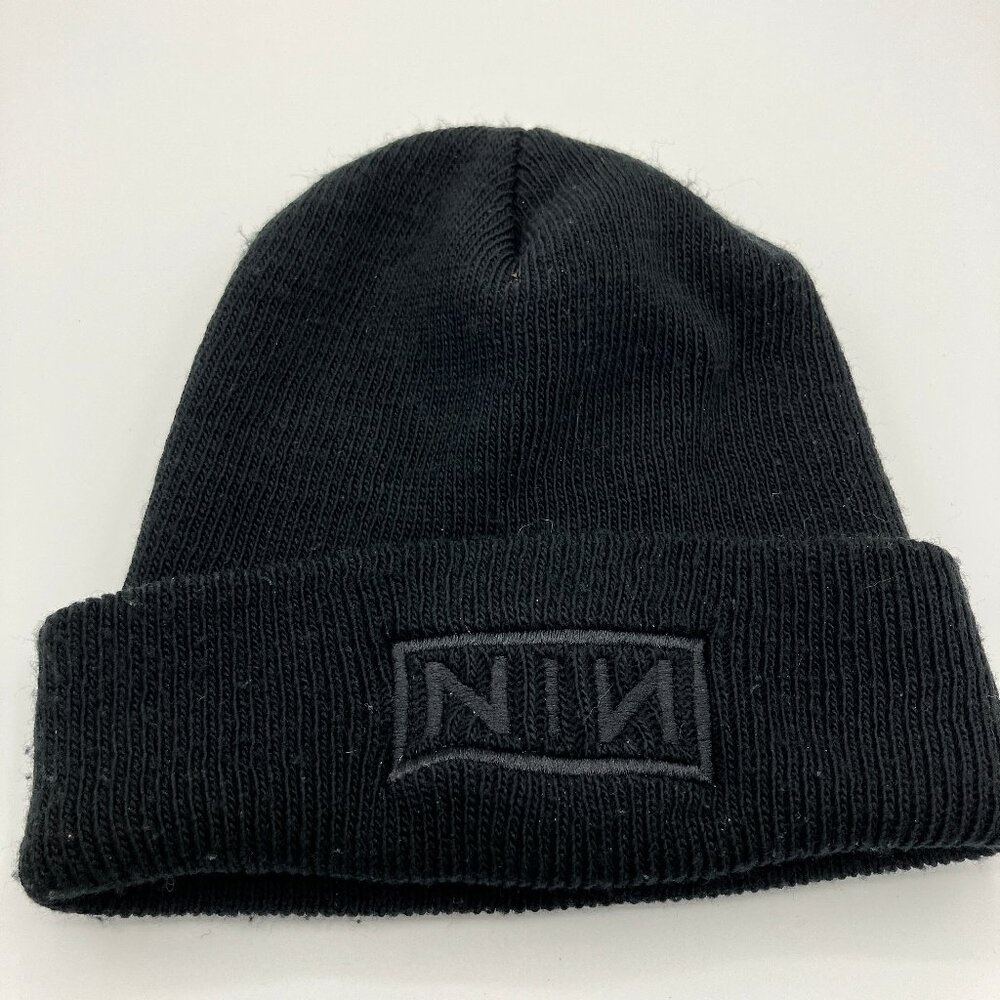 Vintage Nine Inch Nails Black Beanie with oritginal stitched logo